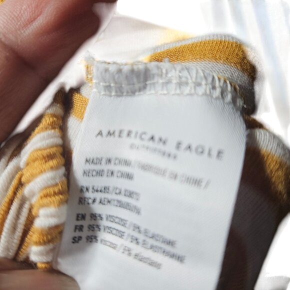 American Eagle Yellow & White Striped Halter Jumpsuit S Soft Fabric - Picture 8 of 9